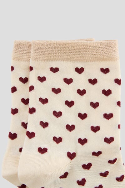 CHAUSSETTES COEURS MULTICO BLANC