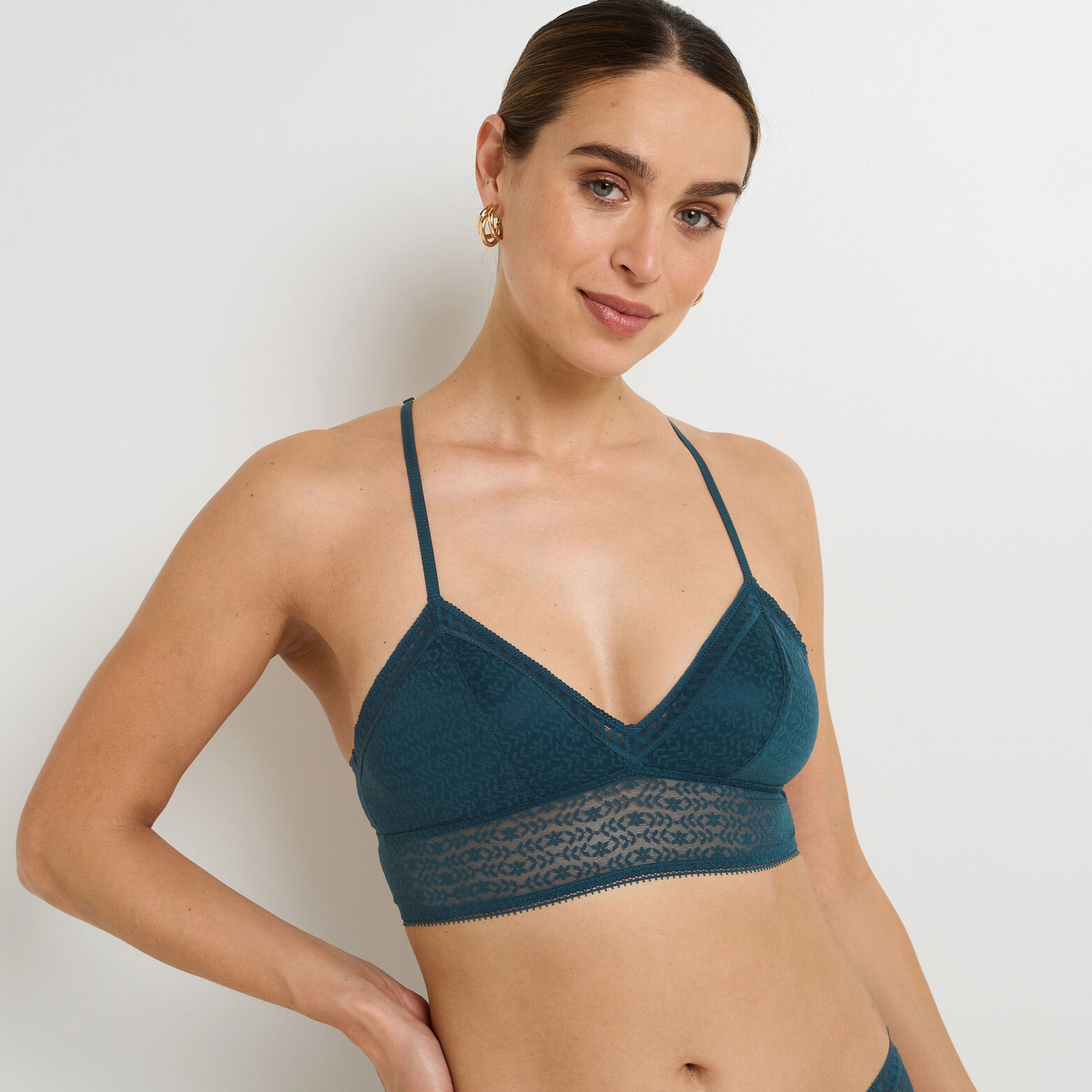 GINGER SOUTIEN-GORGE SANS ARMATURES AMPLI DENTELLE BLEU