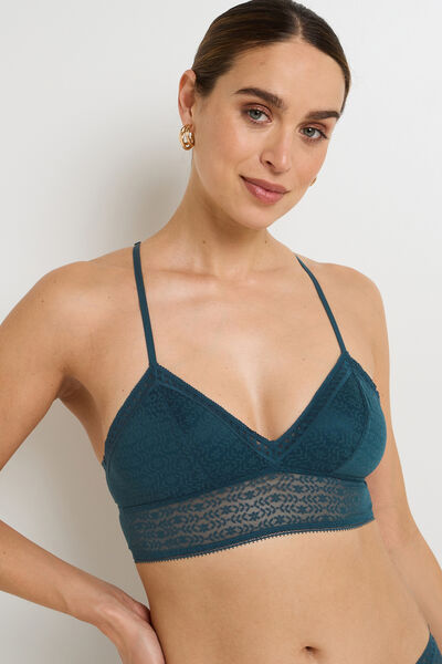 GINGER SOUTIEN-GORGE SANS ARMATURES AMPLI DENTELLE BLEU
