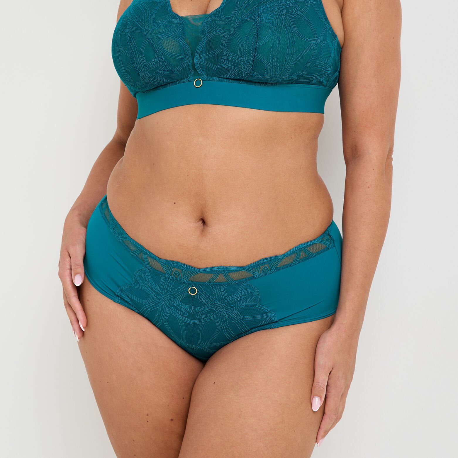 DEBORAH SHORTY GRANDE TAILLE DENTELLE TURQUOISE