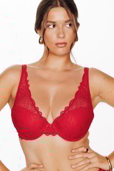DENTELLE SOUTIEN-GORGE AMPLI FOULARD DENTELLE ROUGE
