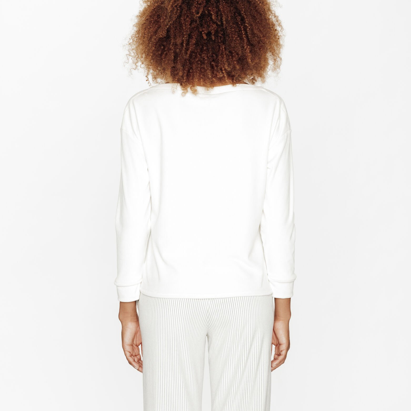 FLUFFY TEE-SHIRT MANCHES LONGUES VELOURS ECRU
