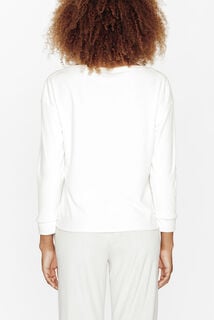 FLUFFY TEE-SHIRT MANCHES LONGUES VELOURS ECRU