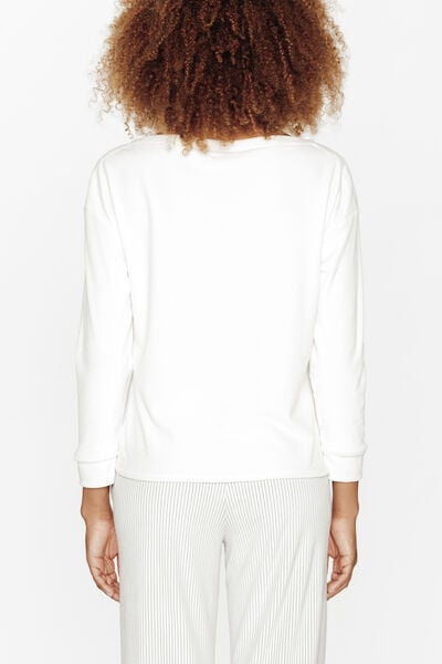 TEE-SHIRT MANCHES LONGUES VELOURS ECRU