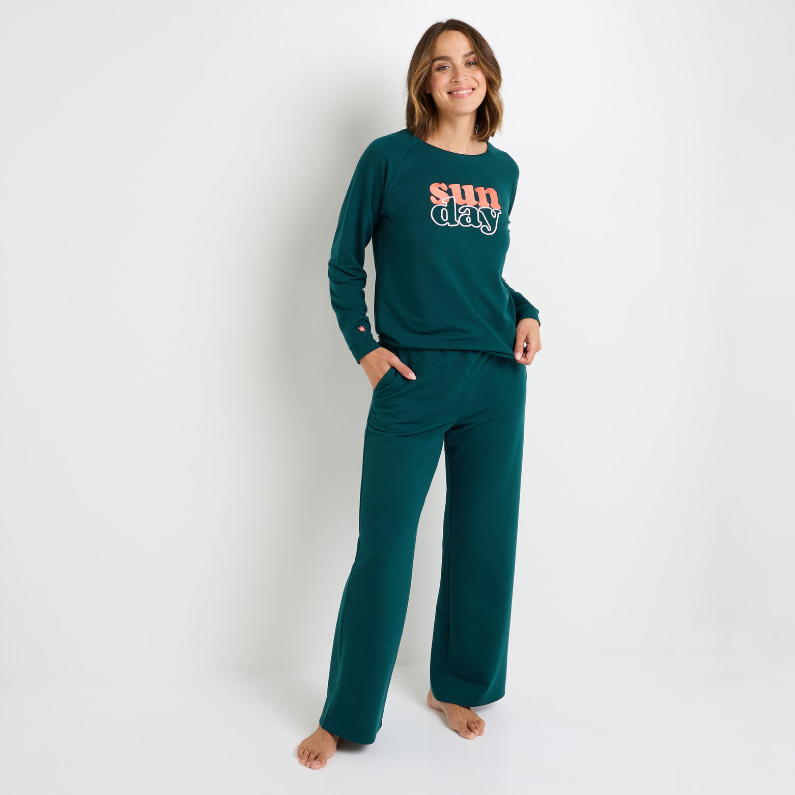 GREEN PANTALON DE PYJAMA VERT FONCE