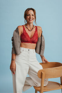 DENTELLE Soutien-gorge Post op&eacute;ratoire Triangle ROUGE