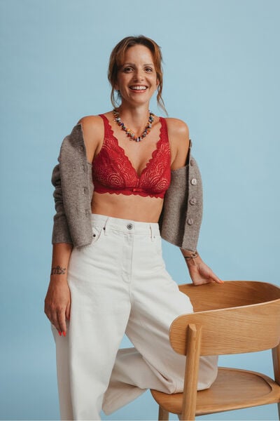 DENTELLE Soutien-gorge Post op&eacute;ratoire Triangle ROUGE