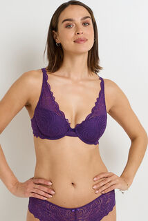 DENTELLE SOUTIEN-GORGE AMPLIFORME FOULARD DENTELLE VIOLET