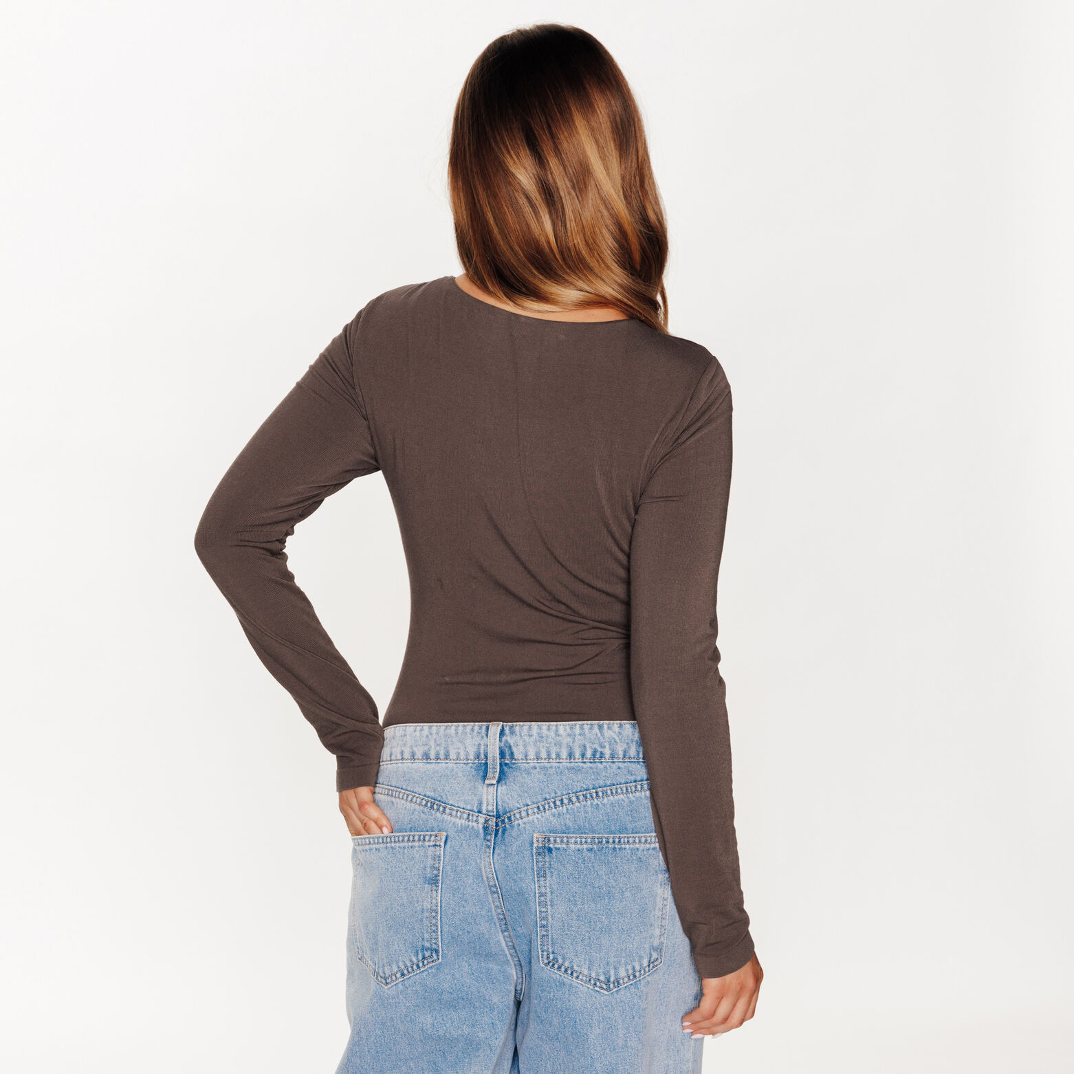 HIBISCUS TEE-SHIRT MANCHES LONGUES MARRON