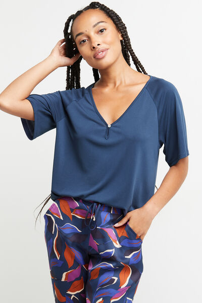 TEE-SHIRT MANCHES COURTES SATIN MARINE