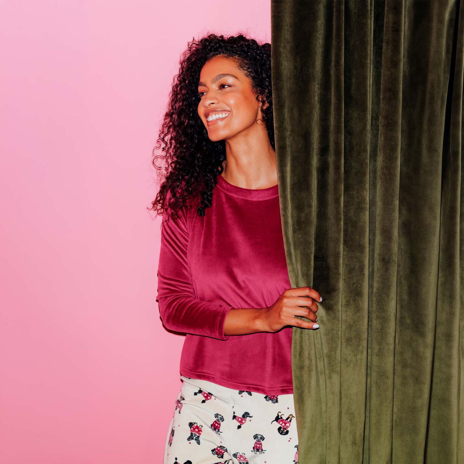 HOANI PYJAMA 2 PIECES VELOURS BORDEAUX