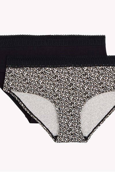 LOT DE 2 SHORTYS COTON MULTICO NOIR