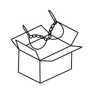 Pictogramme d'un soutien-gorge rentrant dans une boîte en carton.