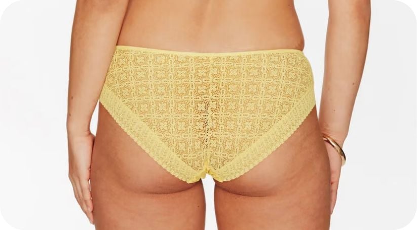 Culotte en dentelle fine jaune, motif léger
