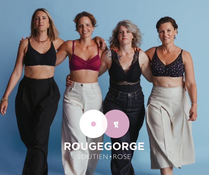 La collection post-opératoire Soutien·Rose par RougeGorge. Avec nos 4 ambassadrices.