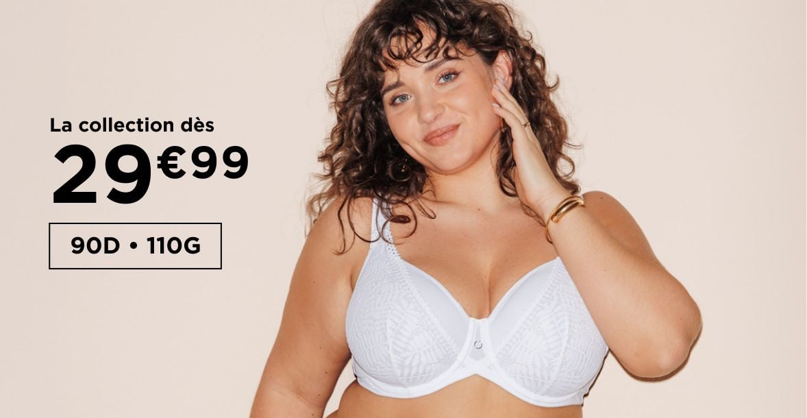 Soutien-gorge noir avec détails en dentelle brodée bordeaux. La collection dès 29€99, du 90D au 110G.