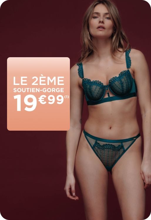 Soutien-gorge vert pétrole en dentelle et détails brodés sensuels.