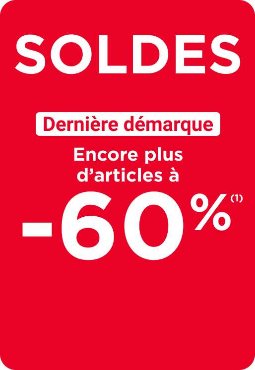 Soldes nouvelle démarque, jusqu'à -60% (1)